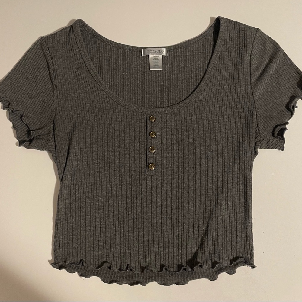 Dark Gray Bozzolo Crop Tee